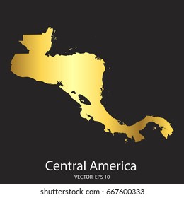 Gold Central America map. vector eps 10.