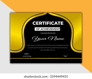 Gold Certificate of achievement Design Template