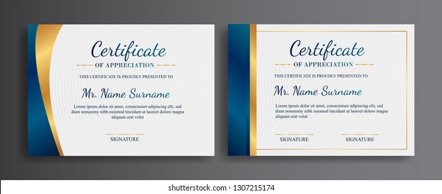 Gold certificate of achievement template, diploma, vector