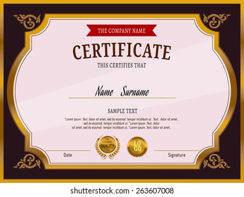 gold Certificate template .Vector illustration