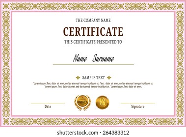 gold Certificate template .Vector illustration