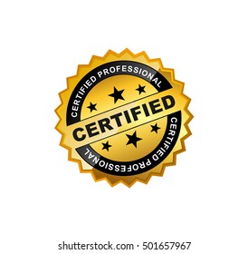 Gold Certified Sticker or Emblem. 