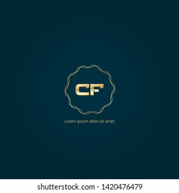 Gold CF company linked letter logo concept. Designed for your web site design, logo, app, UI. Gold initial logo design 