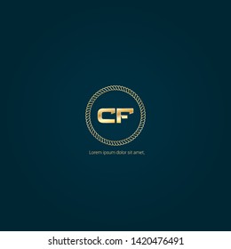 Gold CF company linked letter logo concept. Designed for your web site design, logo, app, UI. Gold initial logo design 