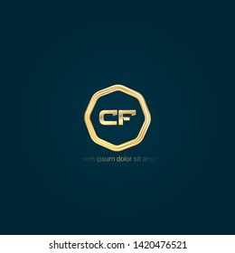 Gold CF company linked letter logo concept. Designed for your web site design, logo, app, UI. Gold initial logo design 