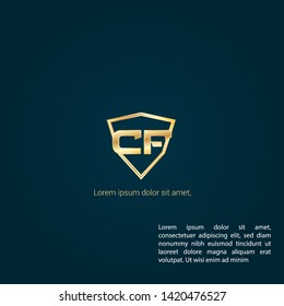 Gold CF company linked letter logo concept. Designed for your web site design, logo, app, UI. Gold initial logo design 