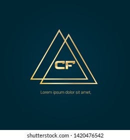 Gold CF company linked letter logo concept. Designed for your web site design, logo, app, UI. Gold initial logo design 