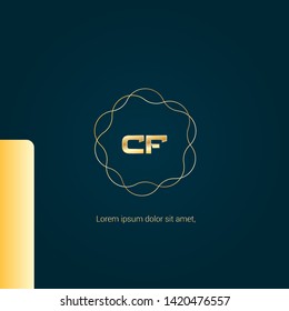 Gold CF company linked letter logo concept. Designed for your web site design, logo, app, UI. Gold initial logo design 