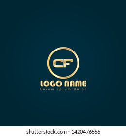 Gold CF company linked letter logo concept. Designed for your web site design, logo, app, UI. Gold initial logo design 