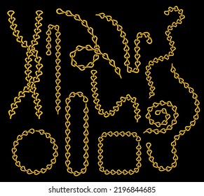 Gold Chain Collections Element Illustration. Cartoon Vector Of Chain Fit For Border, Element, Frame. Vector Eps 10