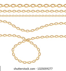 Gold chain for fabric design. Vector illustration. Vector brush.