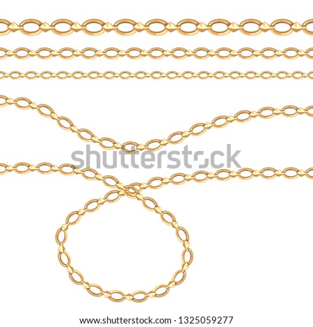 Gold chain for fabric design. Vector illustration. Vector brush.