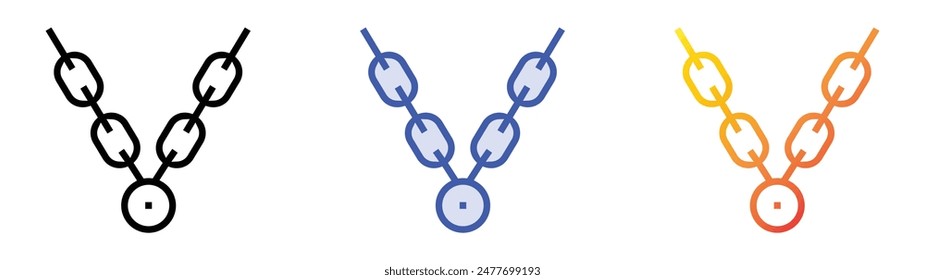 gold chain icon. Linear, Blue Fill and Gradient Style Design Isolated On White Background