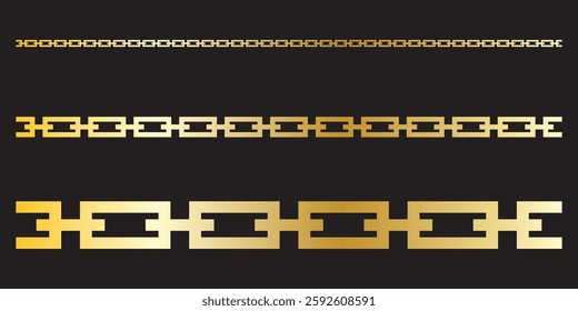 Gold chain icon. Vector illustration of a metal chain. Hand drawn gold chain. black isolated on background. eps 10