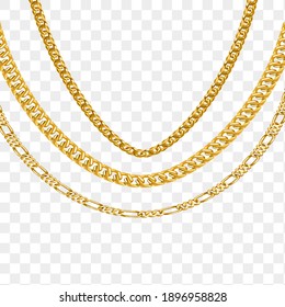 Gold Chain Isolated. Vector Necklace
