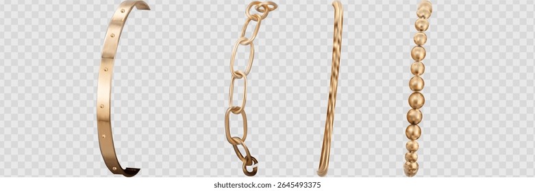 Gold chain isolated. Vector necklace on white background.