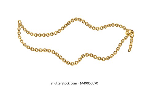 Gold Chain Jewelry Bracelet Isolated on White Background. Vector Illustration. 