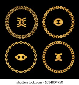 Gold Chain Jewelry on Black Background. Vector Illustration. EPS10