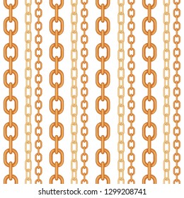 Gold Chain jewelry seamless pattern isolated on white background. Design element for textile, fabric, wallpaper or etc. Vector Illustration.