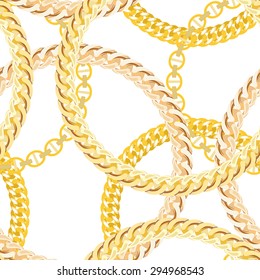 Gold Chain Jewelry Seamless Pattern Background. Vector Illustration. EPS10