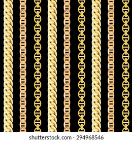 Gold Chain Jewelry Seamless Pattern Background. Vector Illustration. EPS10