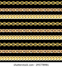 Gold Chain Jewelry Seamless Pattern Background. Vector Illustration. EPS10