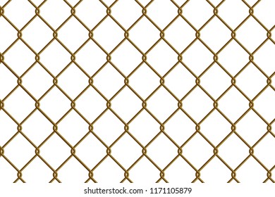 Gold Chain link fence Vector illustration