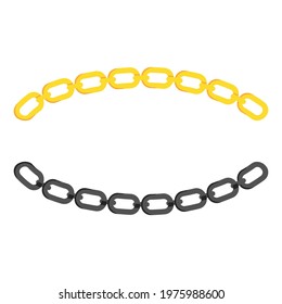 Gold Chain link icon isolated on black background. Link single. Long shadow style. Vector illustration