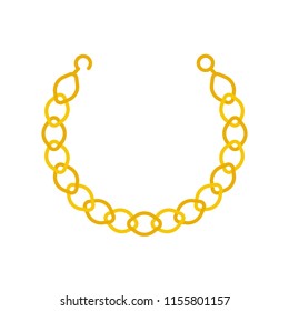 Gold Chain Necklace Or Bracelet, Jewelry Related Icon, Flat Design