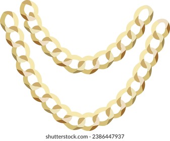 Gold chain necklace vintage style vector