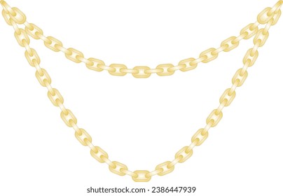 Gold chain necklace vintage style vector