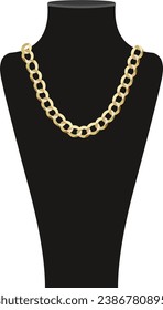 Gold chain necklace vintage style vector