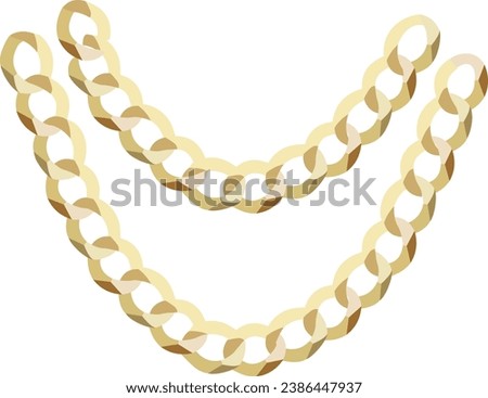 Gold chain necklace vintage style vector