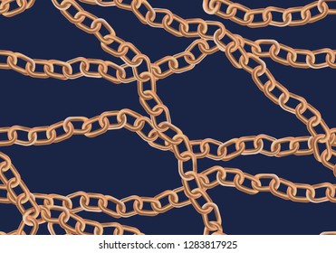 Gold chain on a dark background seamless vector.