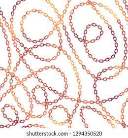 Gold chain on white background. Vector seamless pattern.
