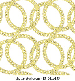 Gold chain on white seamless background