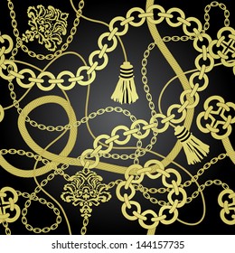 Gold chain seamless vector background.