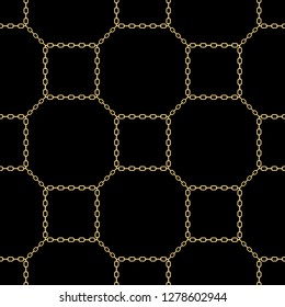 Gold chain square on black seamless vector background. eps 10
