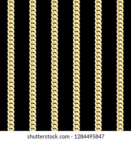 Gold Chain vertical stripe vector seamless pattern. Luxury repeat background for wallpaper, fashion textile prints, wrapping.