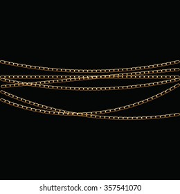 Gold chains on a black background.