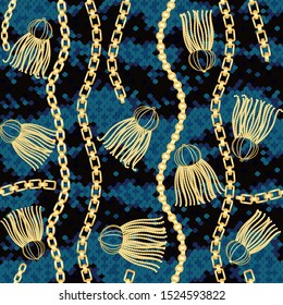 Gold Chains. Seamless beautiful pattern for printing on fabric. 
