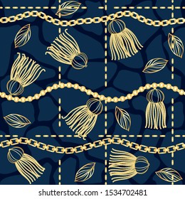 Gold Chains. Seamless beautiful pattern for printing on fabric.