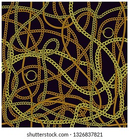 Gold chains seamless pattern.Fabric design vector print.