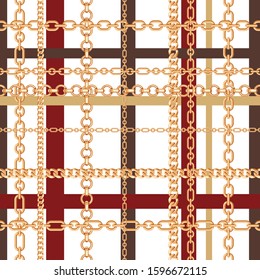 Gold chains tartan seamless pattern. Vector illustration