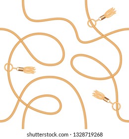 Gold chains with tassels seamless pattern. For fashion design. Vector illustration