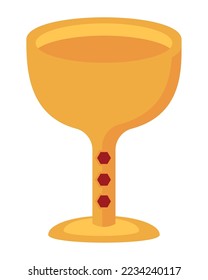 gold chalice with gemstones icon isolated