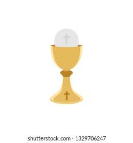 Gold chalice with host vector illustration