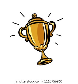 gold champion Cup. isolate on white background. Comic cartoon pop art retro illustration vector drawing