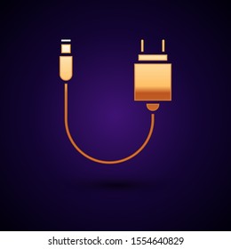 Gold Charger icon isolated on dark blue background.  Vector Illustration