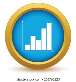 Gold chart icon on a white background. Vector illustration